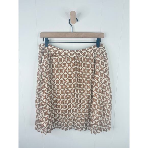 J. Crew Tan Print Pleated Skirt Size 12 Retro 70s - Picture 8 of 11